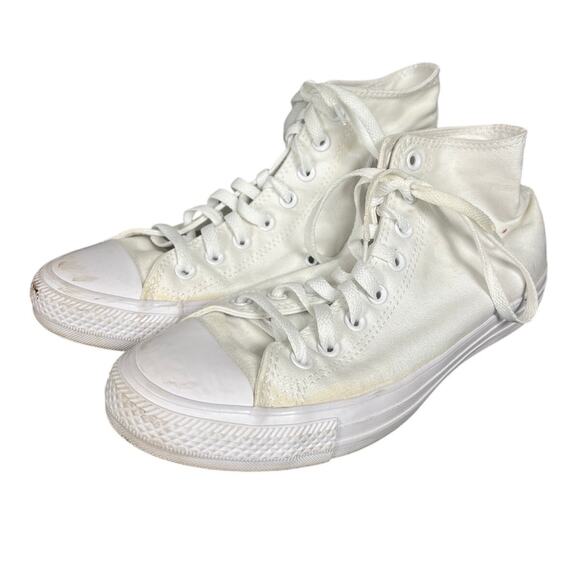 Converse High Top Size 8 Men's White Monochrome Sneakers USED - Picture 2 of 9